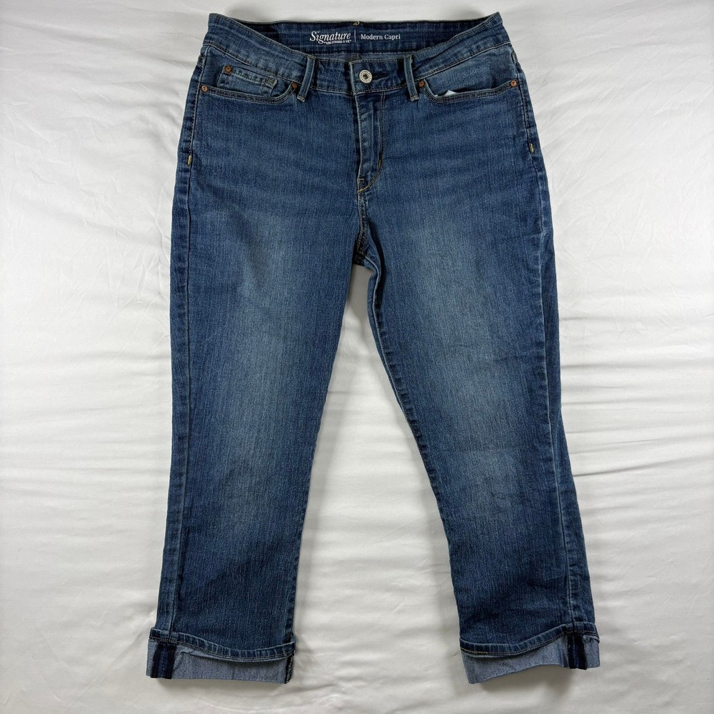 Signature by Levi Strauss Modern Capri Womens Size 6 W28 Blue Denim Jeans 24694‎